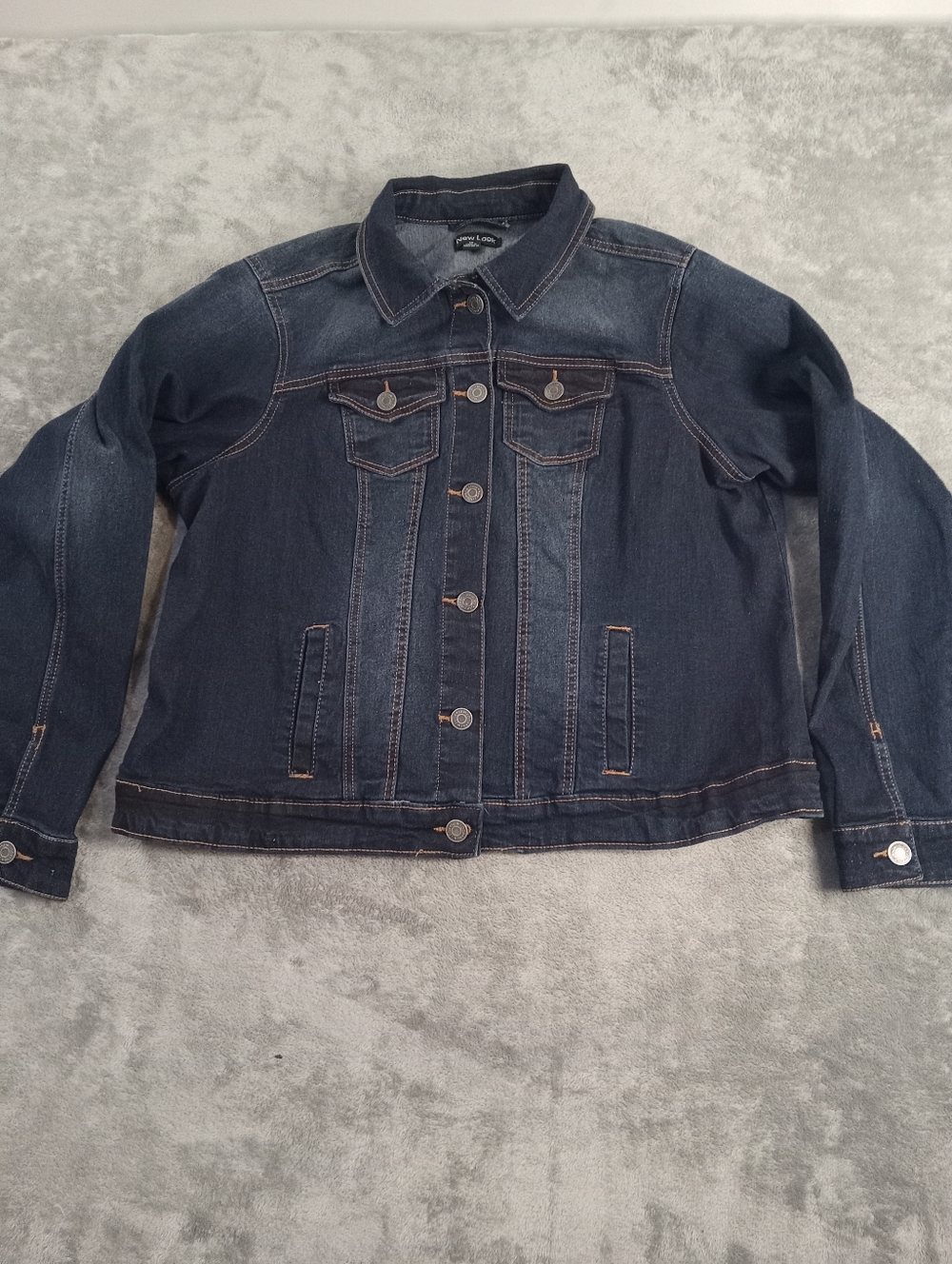 New Look Women's Dark Blue Denim Trucker Jacket Size 1X